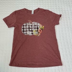 Girls Buffalo Check Pumpkin Shirt Size 6/8